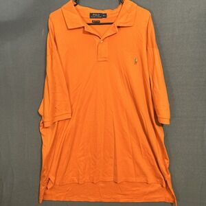 Polo Ralph Lauren Polo Shirt Mens 2XLT Orange Pima Touch Soft Embroidered Pony